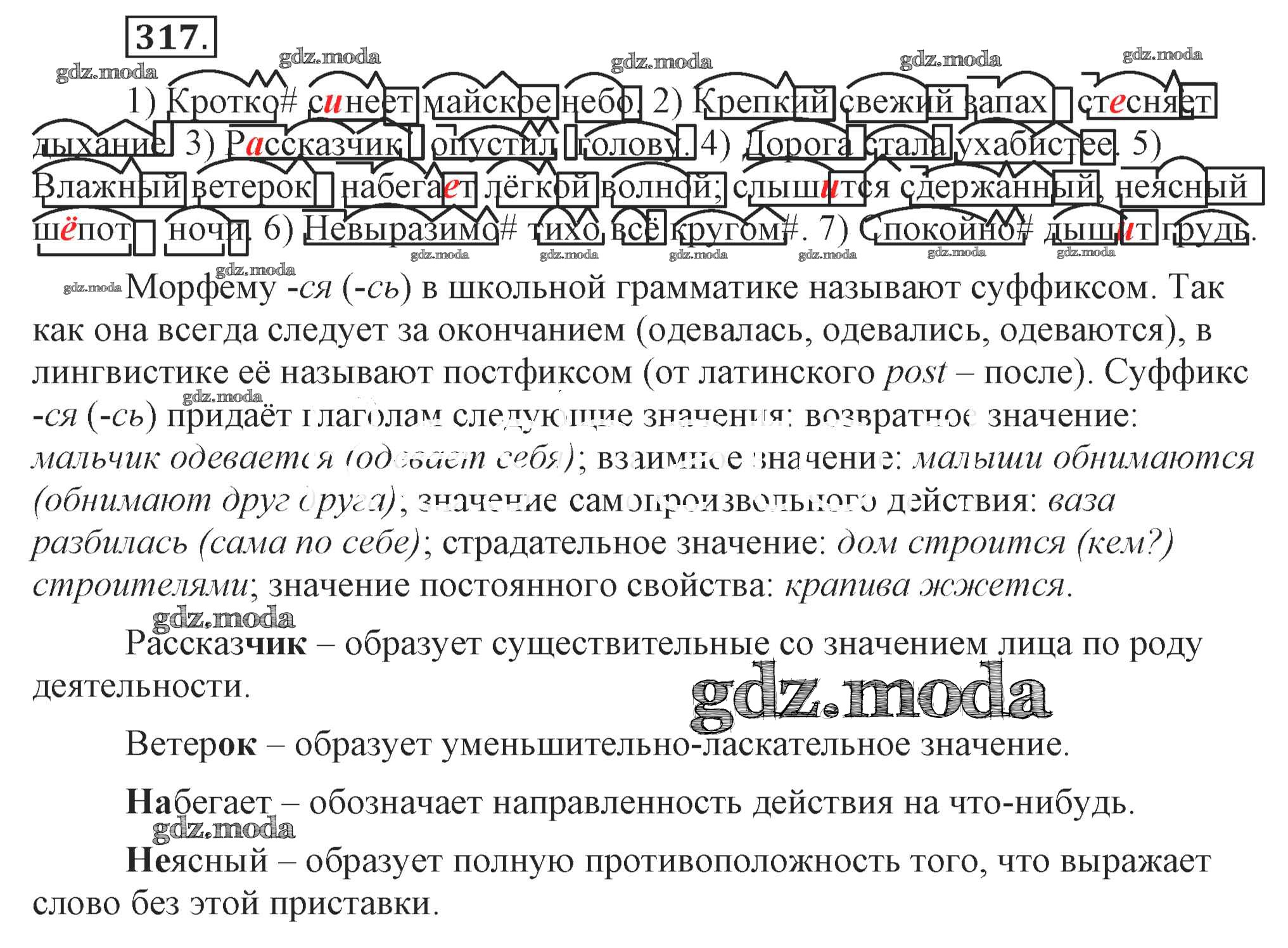 Русский язык упражнение 317