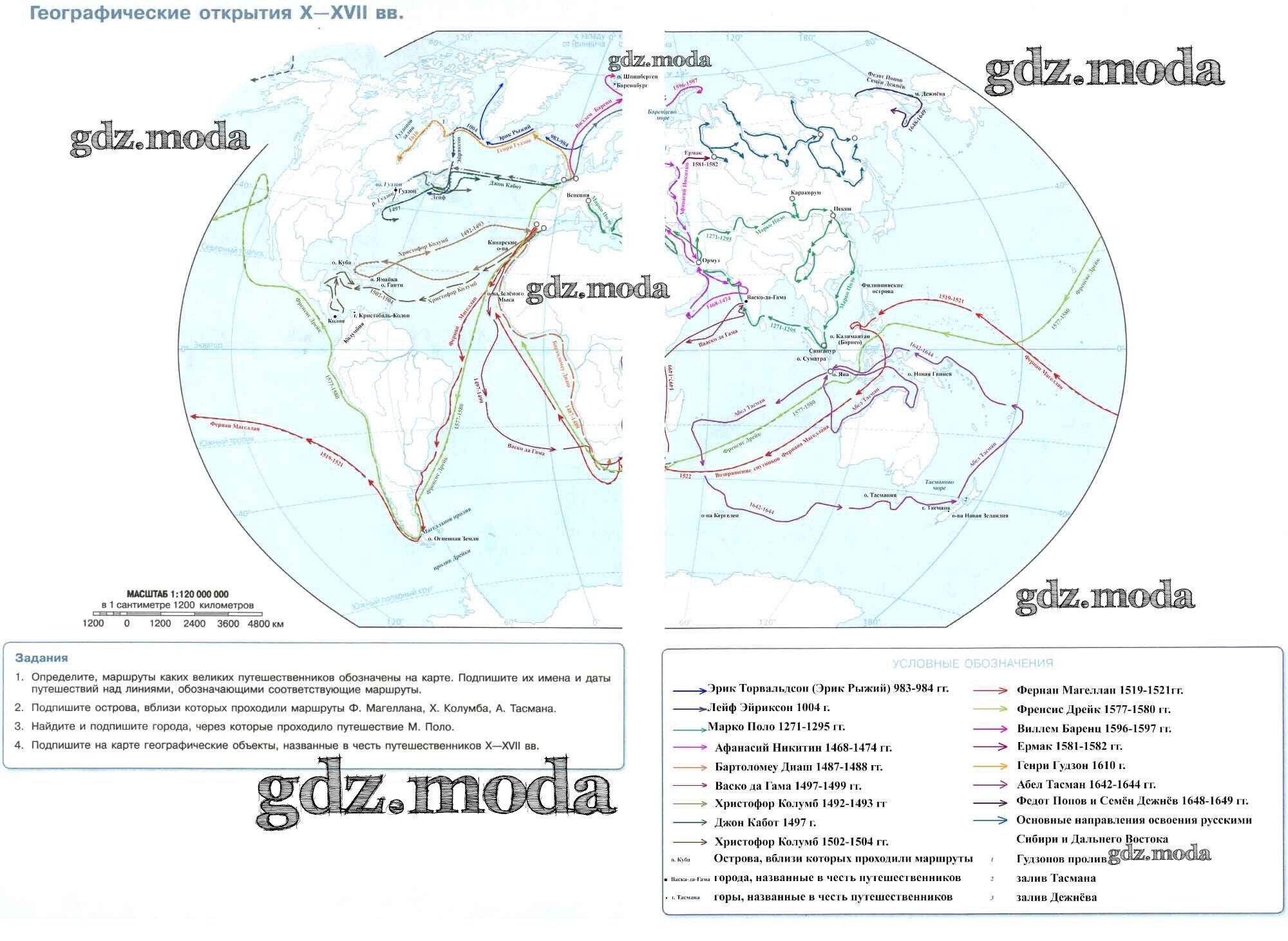 Контурная карта географических открытий 10 17 веков