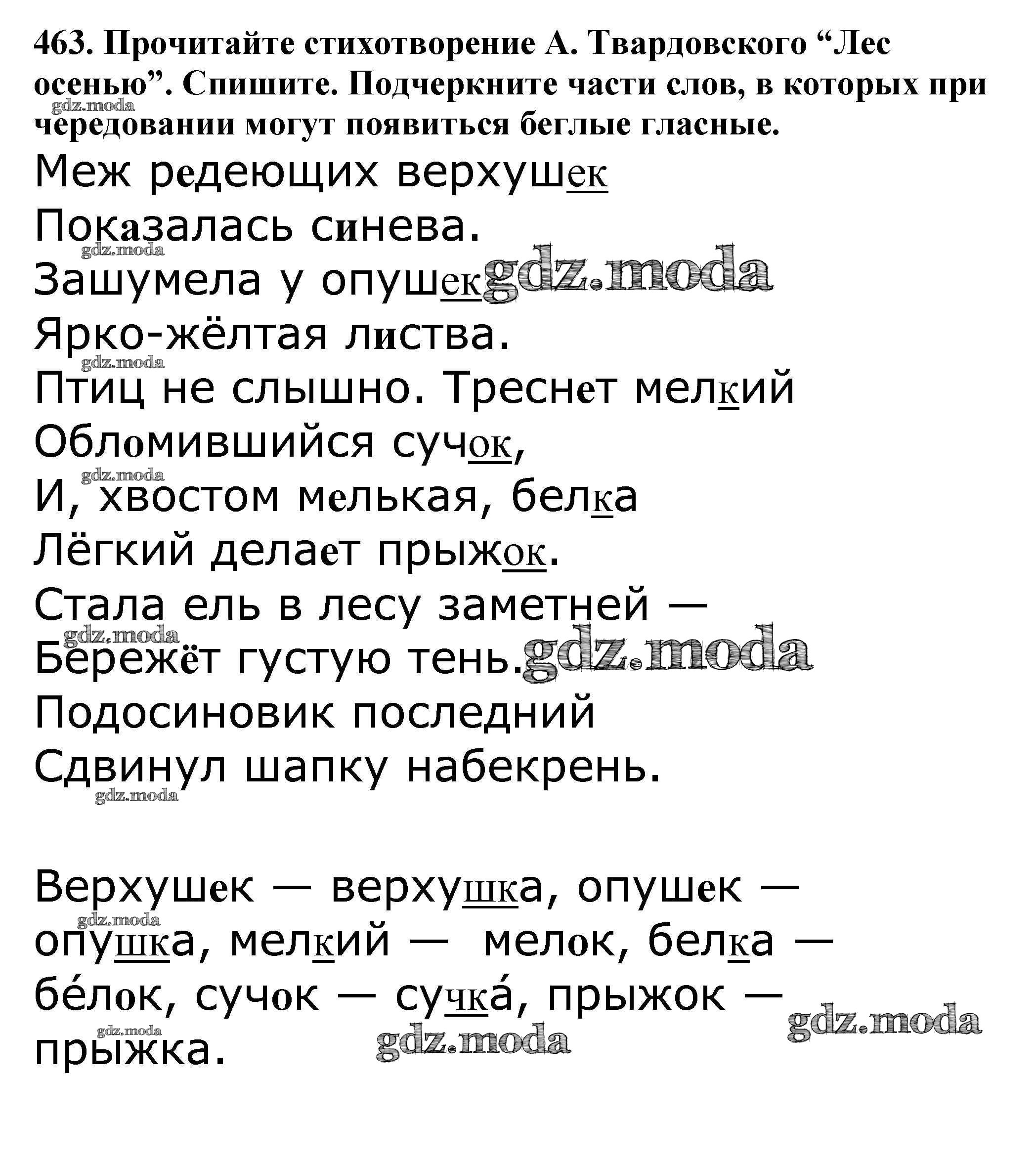 ОТВЕТ на задание № 463 Учебник по Русскому языку 5 класс Баранов