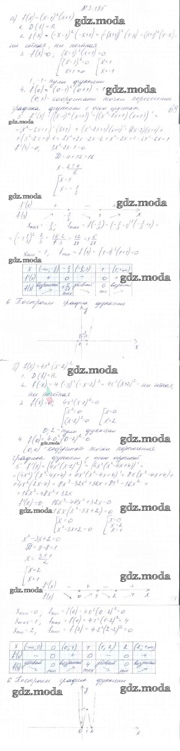 ОТВЕТ на задание № 3.135 Учебник по Алгебре 10 класс Арефьева