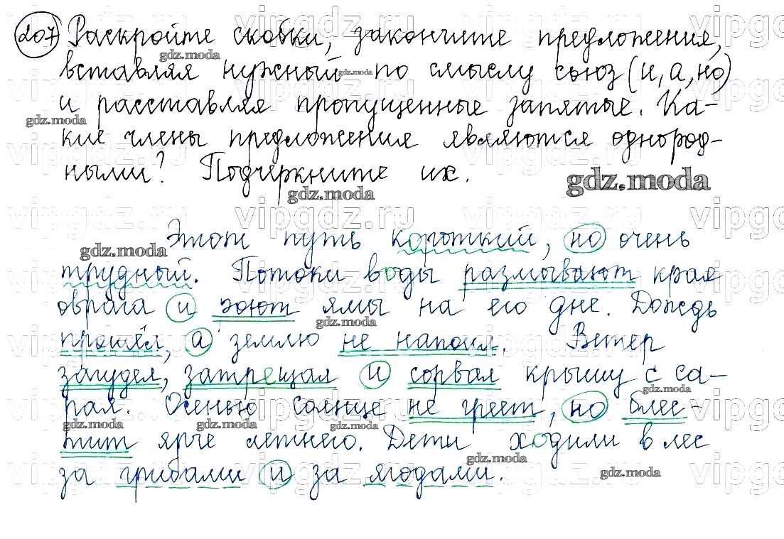 ОТВЕТ на задание № 207 Учебник по Русскому языку 5 класс Баранов