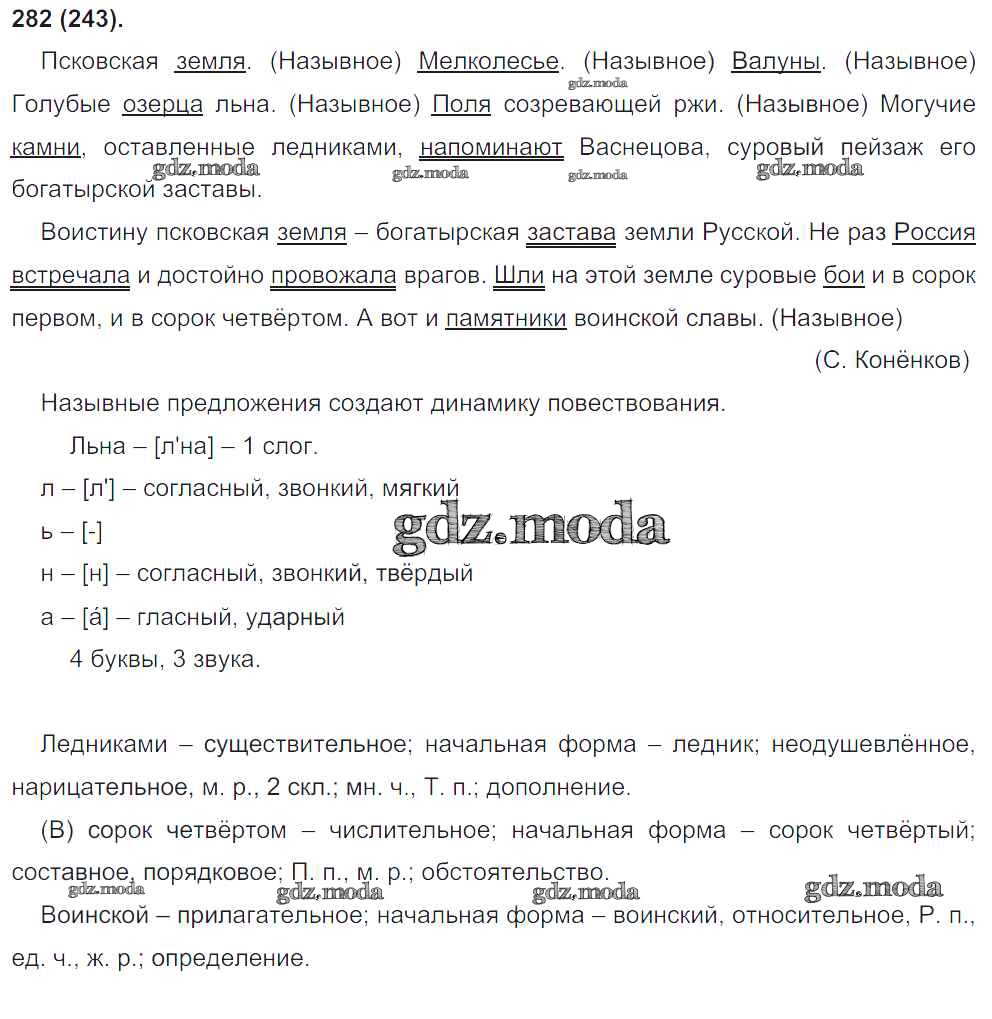 ОТВЕТ на задание № 282 Учебник по Русскому языку 8 класс Бархударов