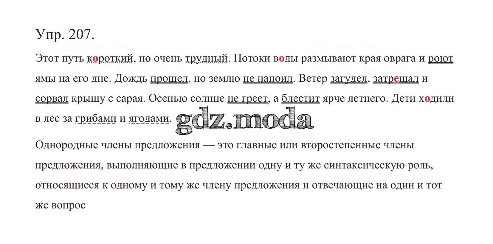 ОТВЕТ на задание № 207 Учебник по Русскому языку 5 класс Баранов