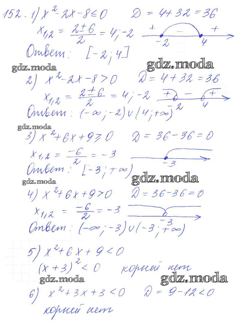 ОТВЕТ на задание № 152 Учебник по Алгебре 10 класс Колягин Базовый и  углубленный уровень