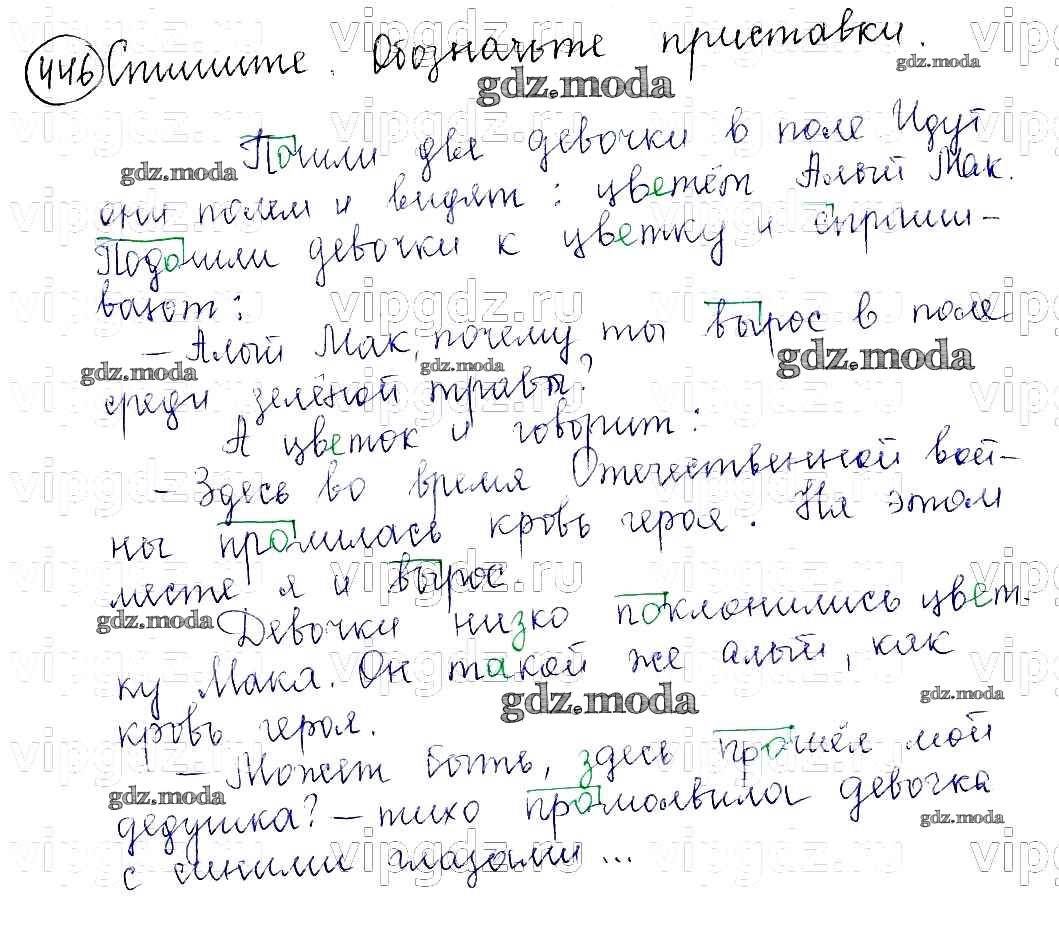 ОТВЕТ на задание № 446 Учебник по Русскому языку 5 класс Баранов