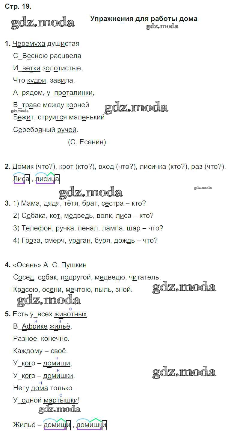 ОТВЕТ на задание № стр.19 Учебник по Русскому языку 3 класс Бунеев Школа  2100