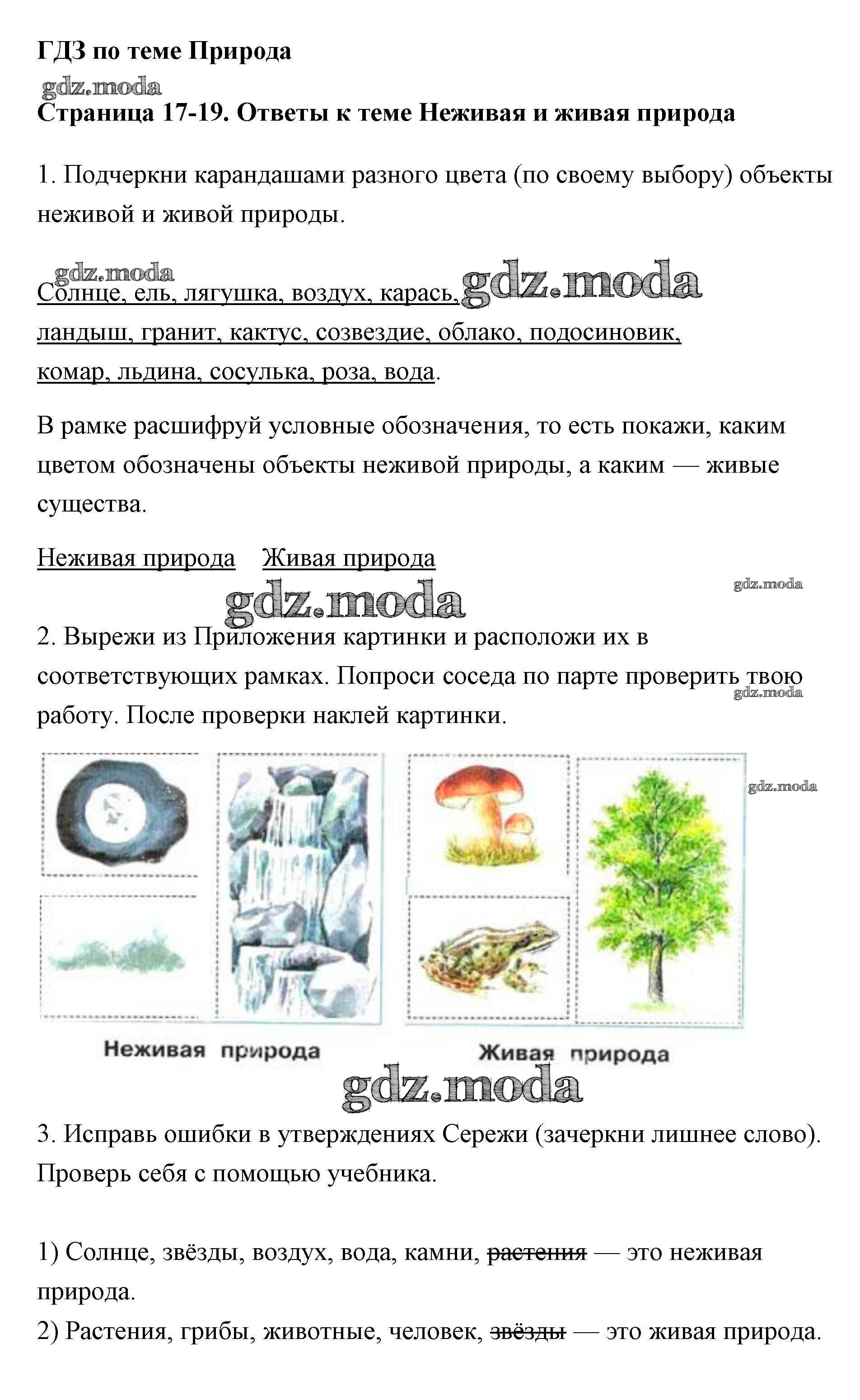 Живая и неживая природа 2 класс окружающий мир проверочная работа